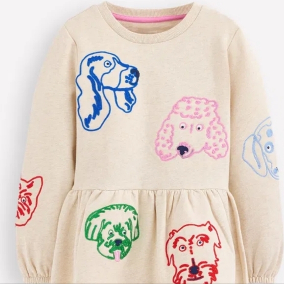 Boden Other - Boden Beige Top with Blue and Pink Dog Motif